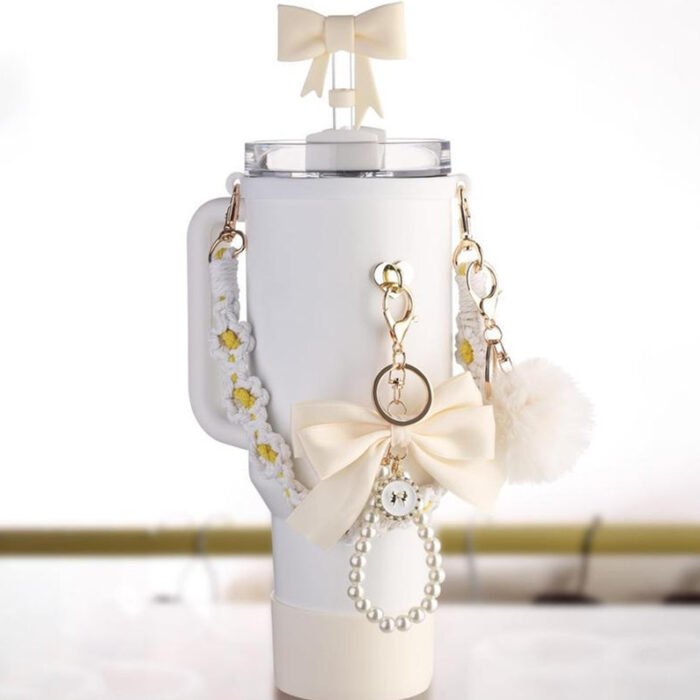 Silicone Straw Lid Silica Gel Cup Cover Water Bottle Handle Strap